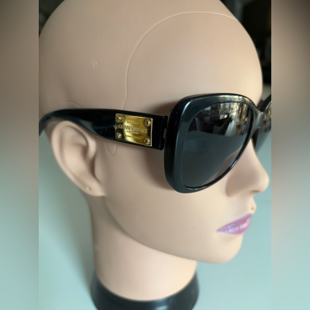 Vintage Gianni Versace Couture Black and Gold Sunglasses.